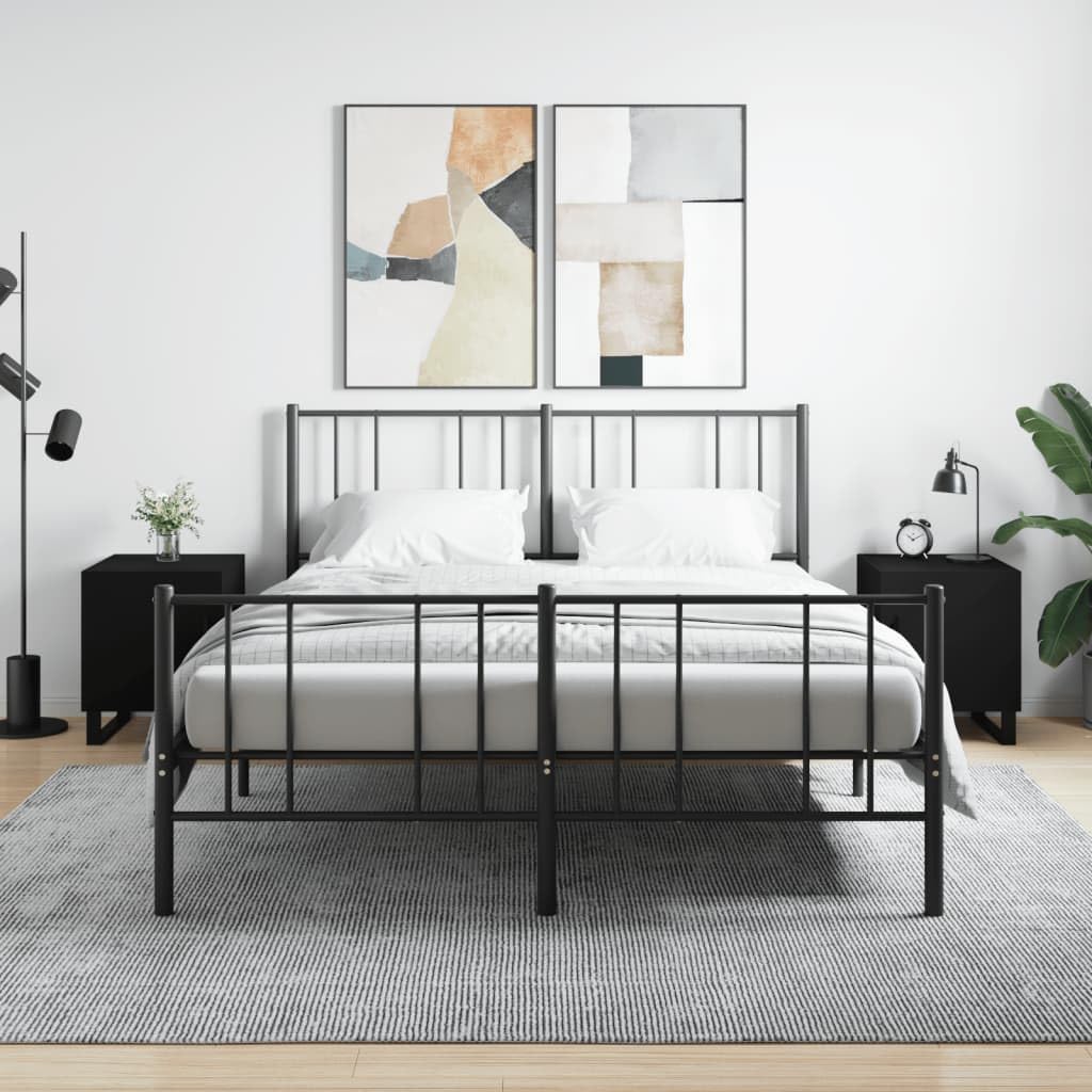 vidaXL Nachttische 2 Stk. 40x40x50 cm Holz Schwarz mit Tür