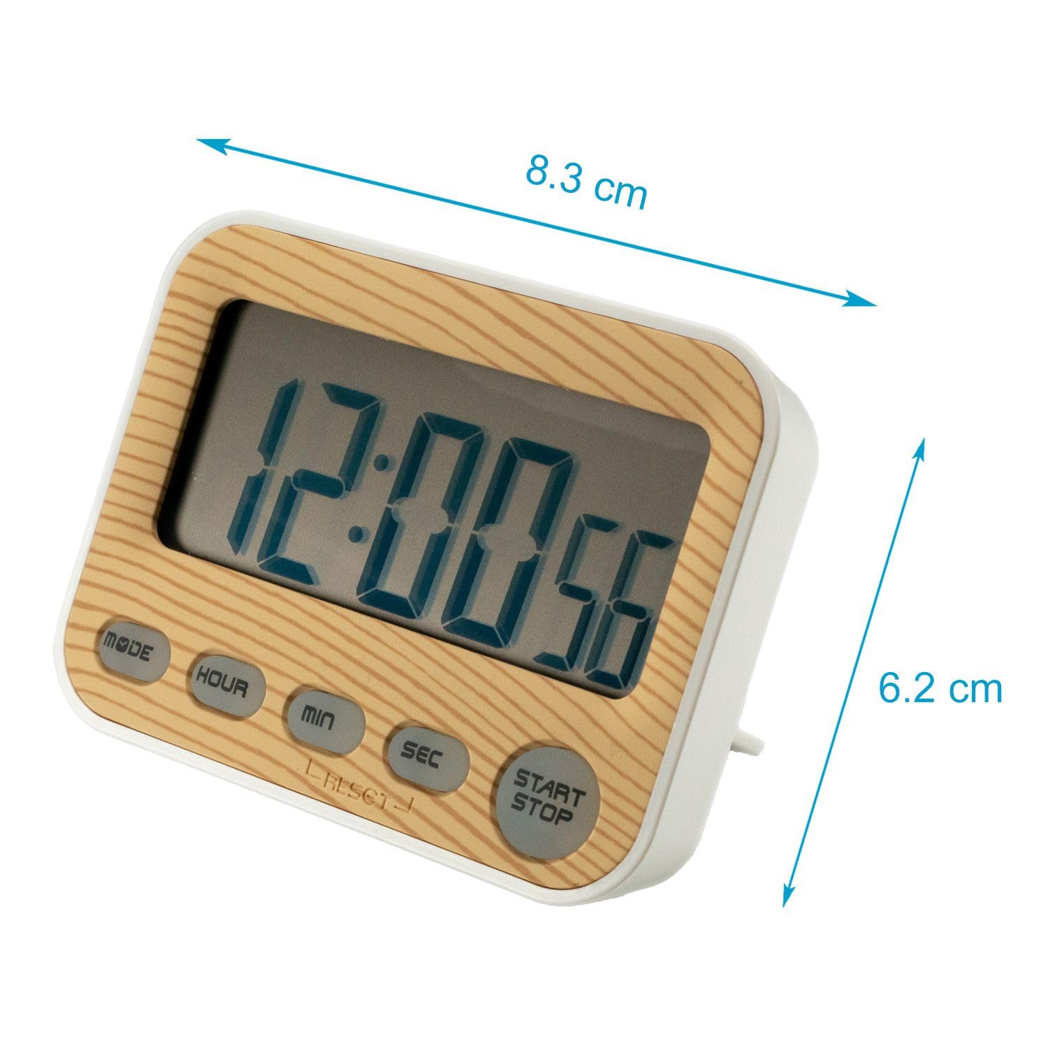 Intirilife Timer Holz-Optik 9x3x7cm Küchentimer LCD