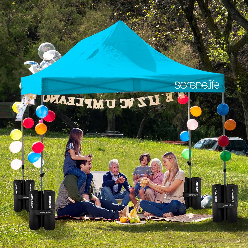 Serenelife Camping Faltpavillon 3x4,5m Hellblau UPF50+