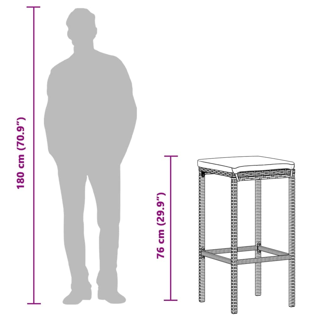 vidaXL Gartenbar-Set Akazie Rattan 4-tlg. Braun Bartisch Hocker
