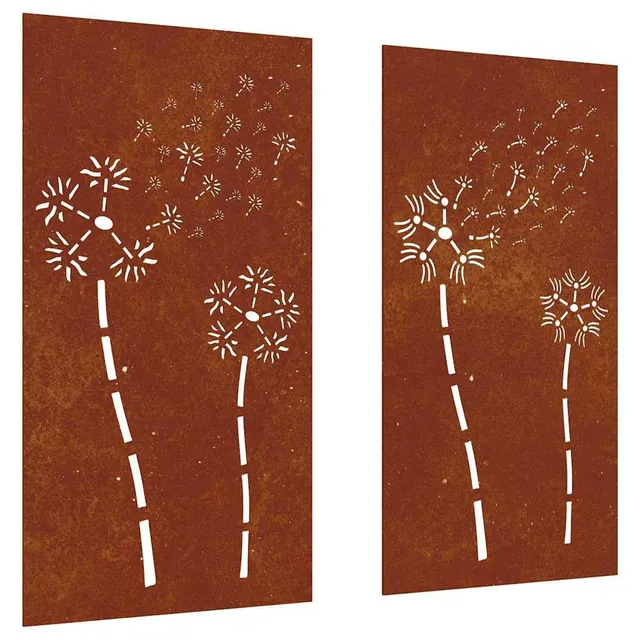 vidaXL Garten-Wanddeko Cortenstahl 2 Stück 105x55 cm Blumen Rost