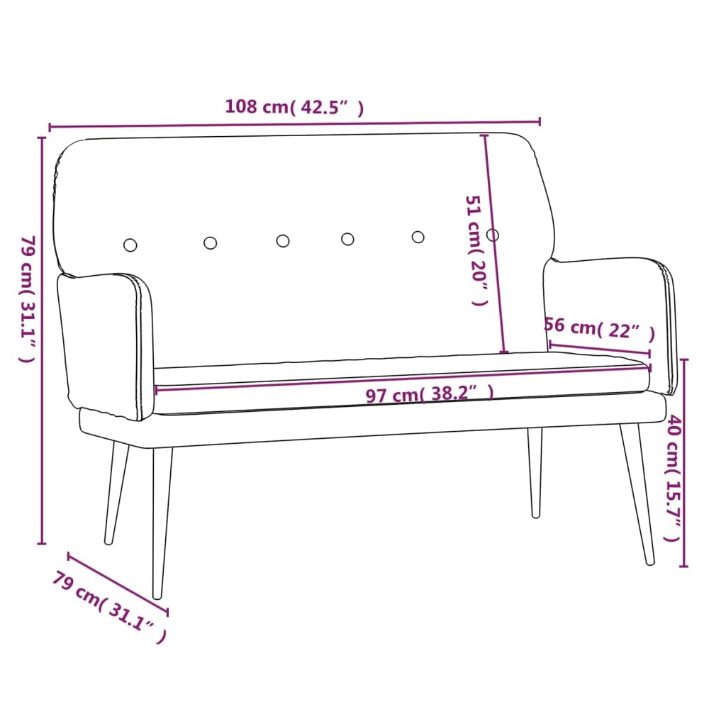 vidaXL Sitzbank Hellgrau Samt 108x79x79 cm Polsterbank