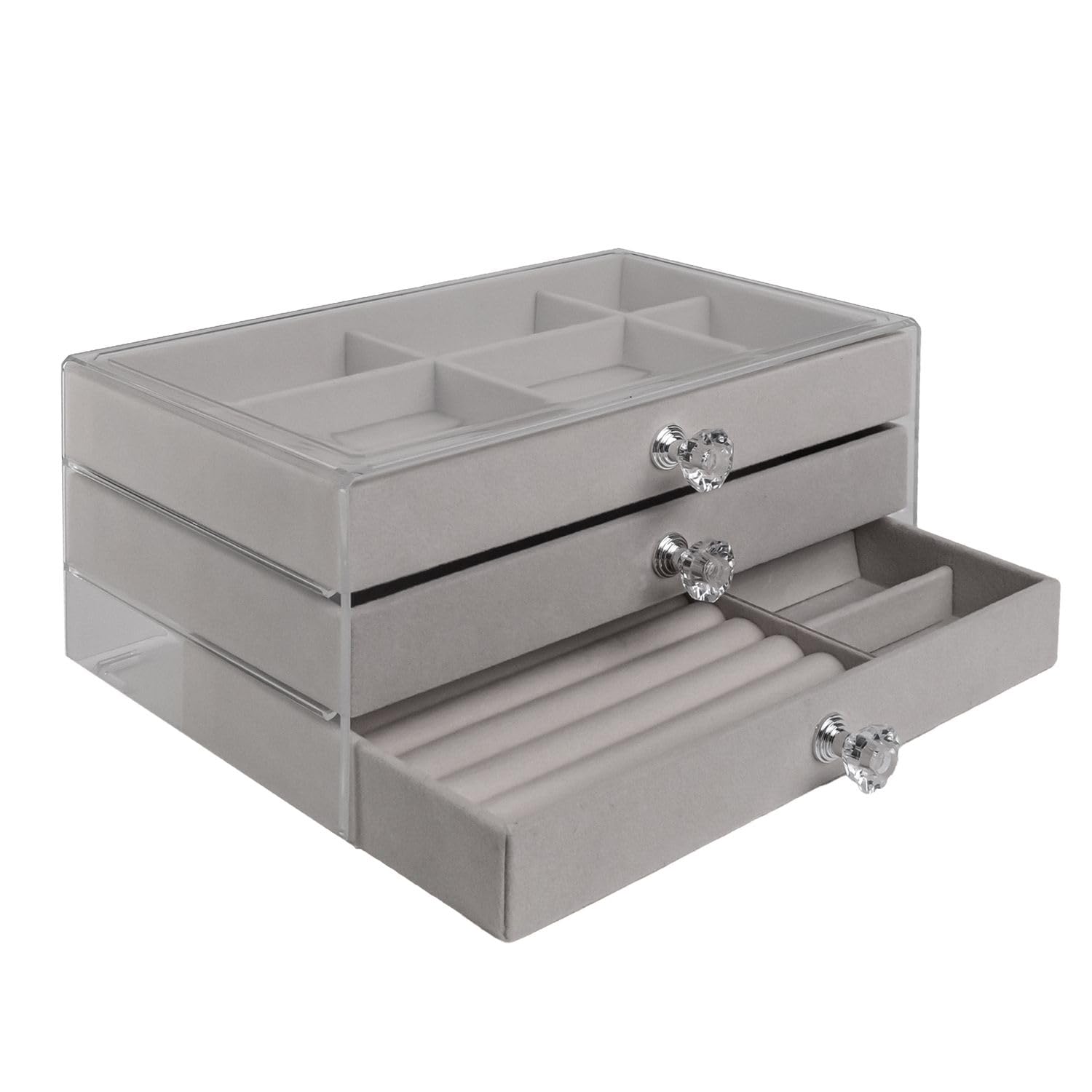 Intirilife Schmuckkästchen Beige 3 Schubladen 23,5 cm Box