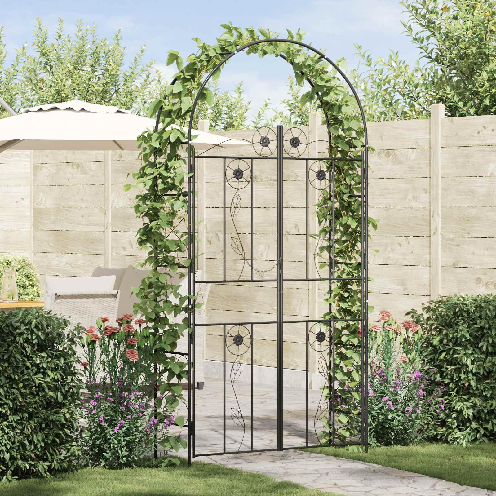 vidaXL Heim & Garten Gartenbogen 115x37x226 Schwarz Stahl
