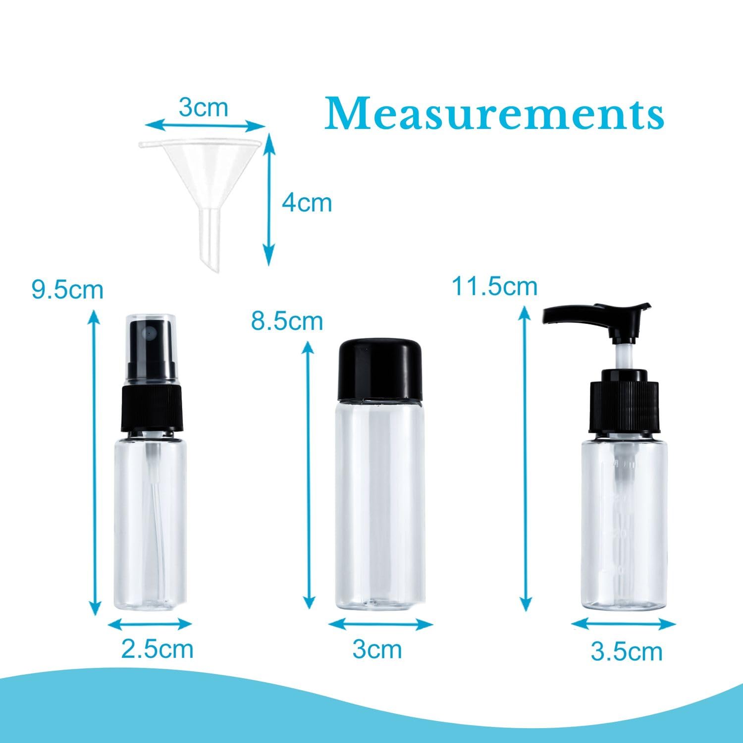 Intirilife Reise Flaschen Set Reiseflaschen 6-teilig schwarz transparent