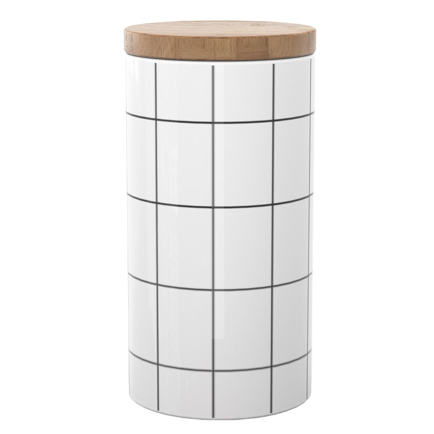Intirilife Vorratsdose Keramik M 700 ml Holzdeckel Weiß