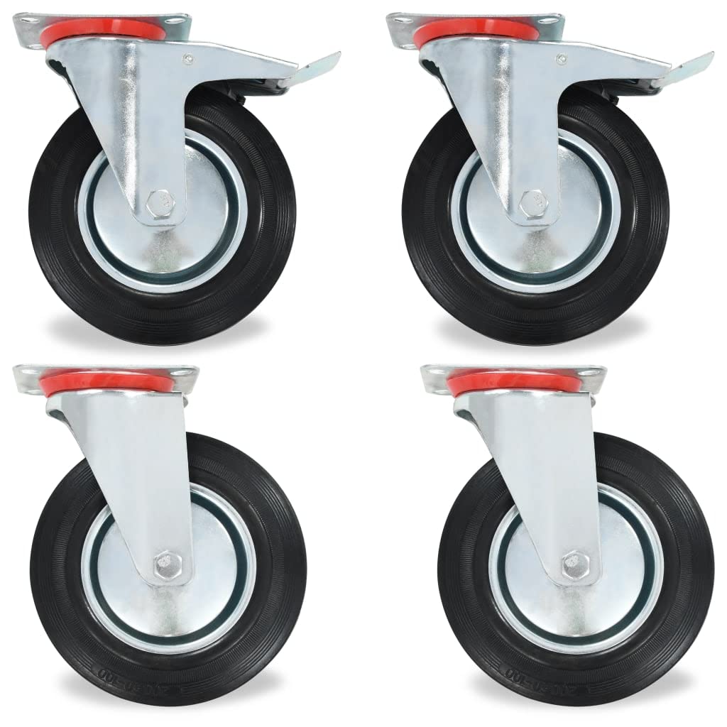vidaXL Lenkrollen 4 Stk. 200 mm Gummi Möbelrollen Set
