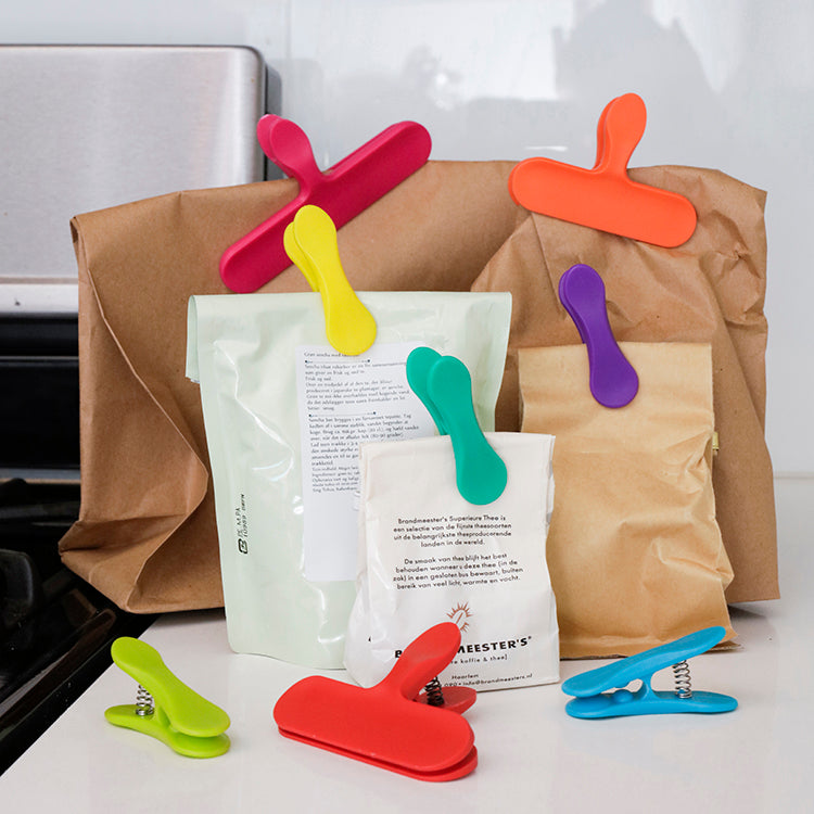 Kikkerland Kitchen Rainbow Bag Clips Beutelclips 8er bunt