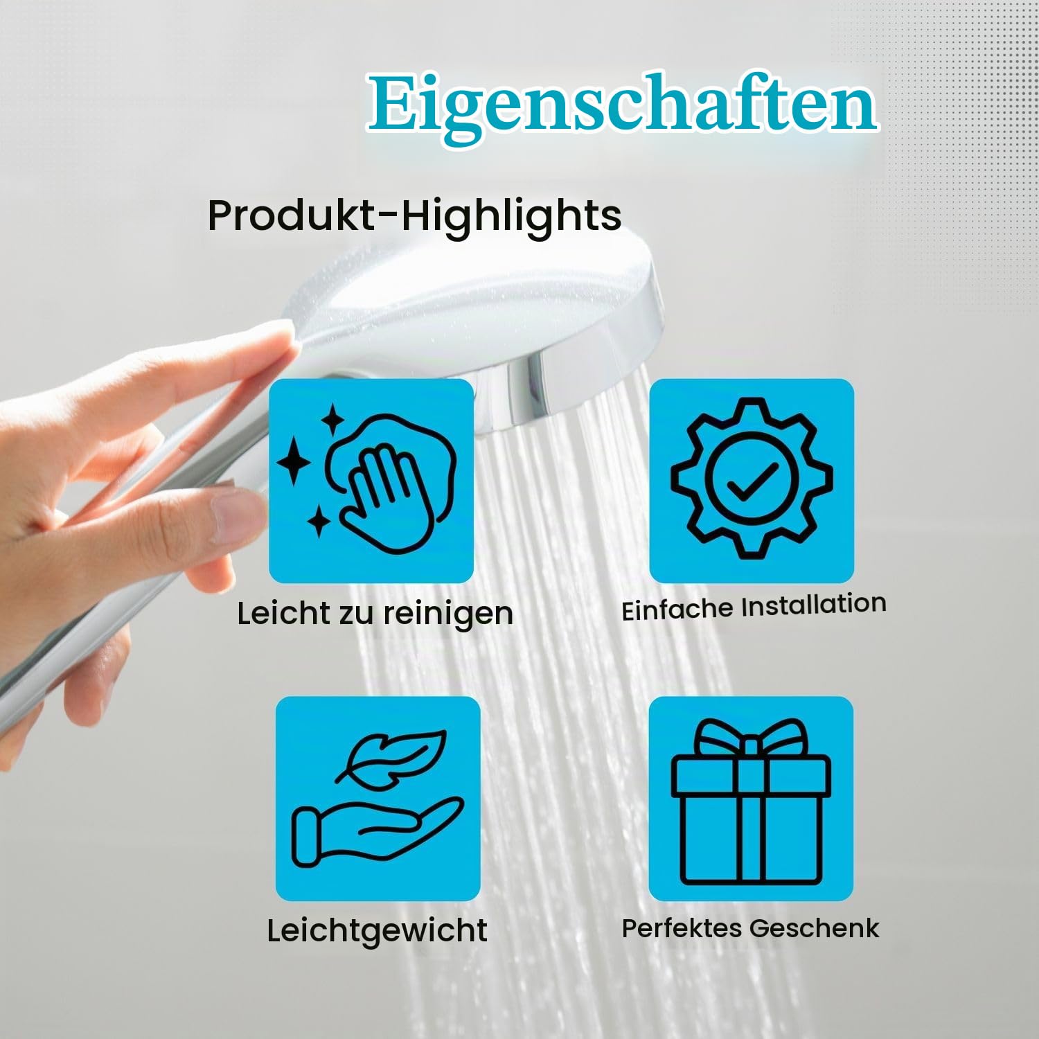 Intirilife Handbrause Halterung Chrom ohne Bohren verstellbar