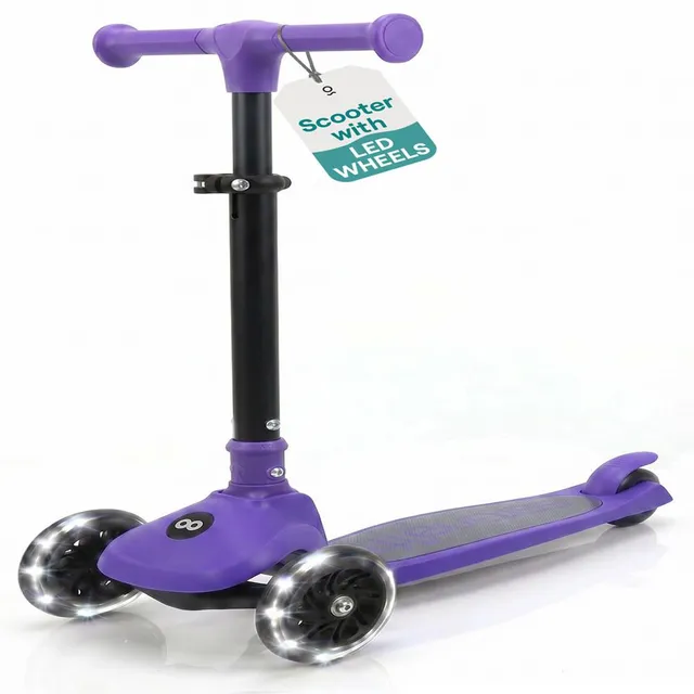 Serenelife Scooters Kinderroller LED Lila verstellbar 3 Räder