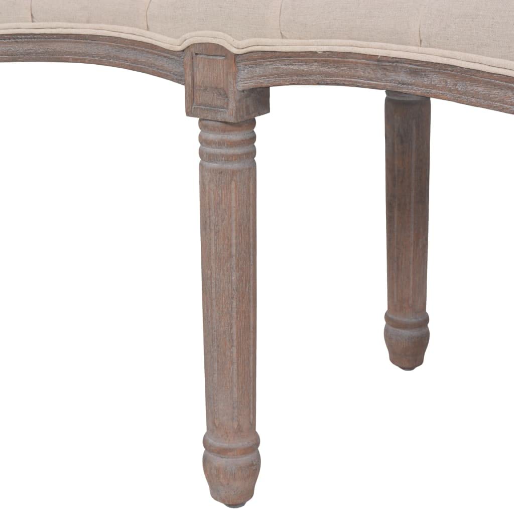 vidaXL Sitzbank Stoff 150x40x48 cm Cremeweiß Massivholz