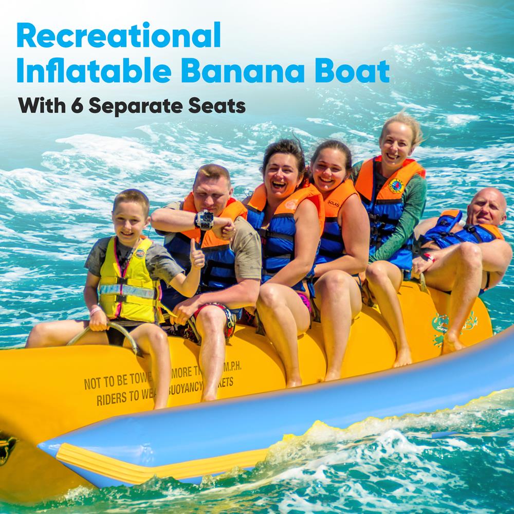Serenelife Pool Set Bananenboot 6 Personen PVC aufblasbar