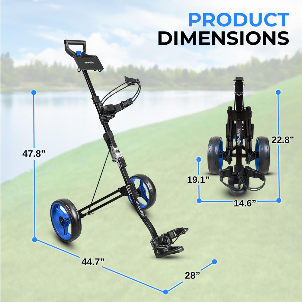 Serenelife Golf Trolley 2-Rad Alu Push Cart klappbar
