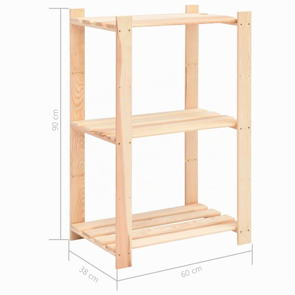 vidaXL Kiefer Massiv Lagerregal Holzregal 3 Böden 1 Stück 150 kg
