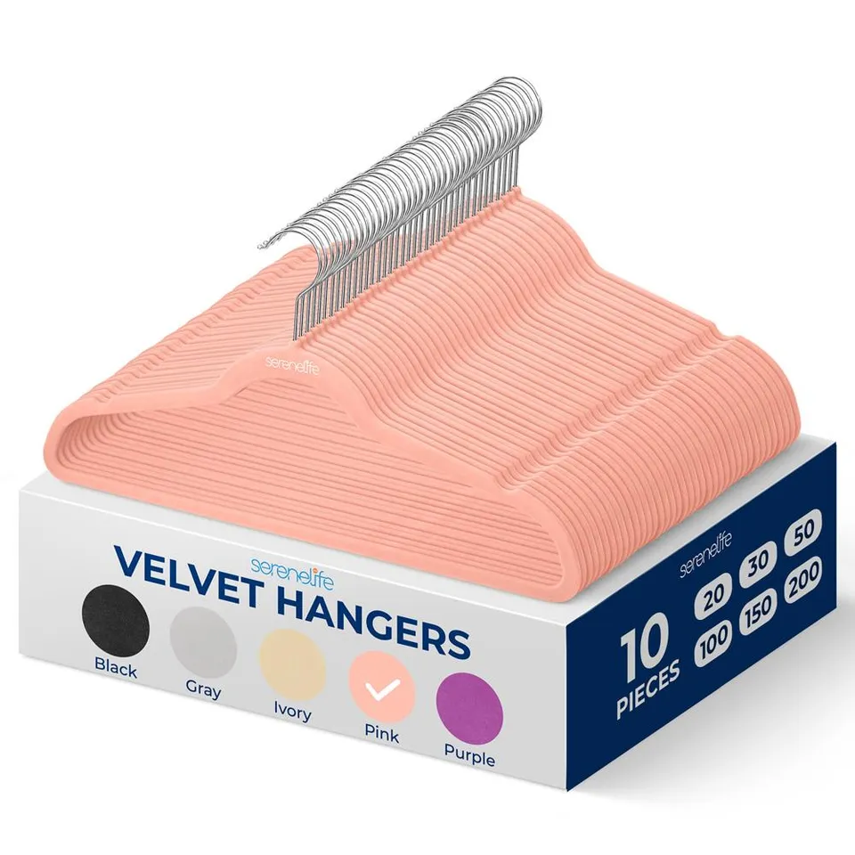Serenelife Storage Kleiderbügel pink Samt 10er Pack