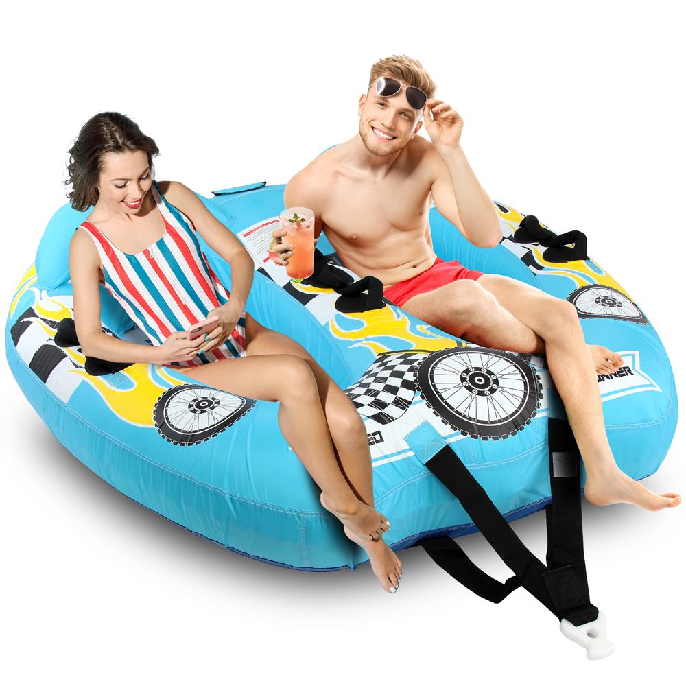 Serenelife Pool Set Towable Tube 2 Personen Blau PVC