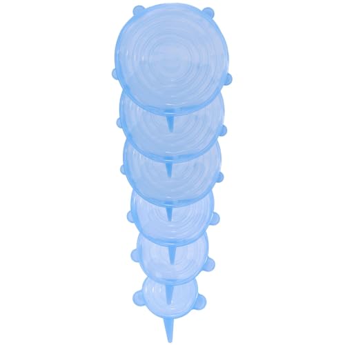 Intirilife Silikondeckel Frischhaltedeckel Blau 6er-Set dehnbar