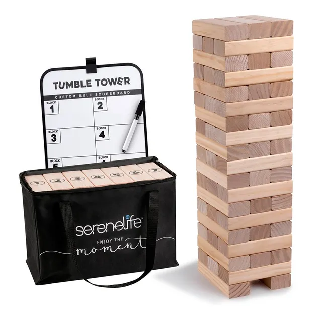 Serenelife Game Tables Wackelturm Holz Riese 56 Teile mit Tasche