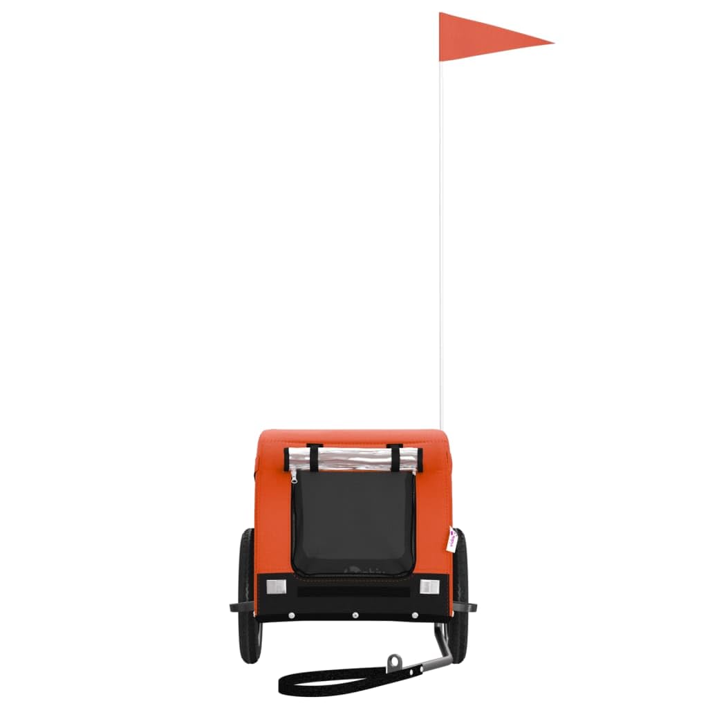 vidaXL Hunde Fahrradanhänger Orange Oxford-Gewebe mit Flagge