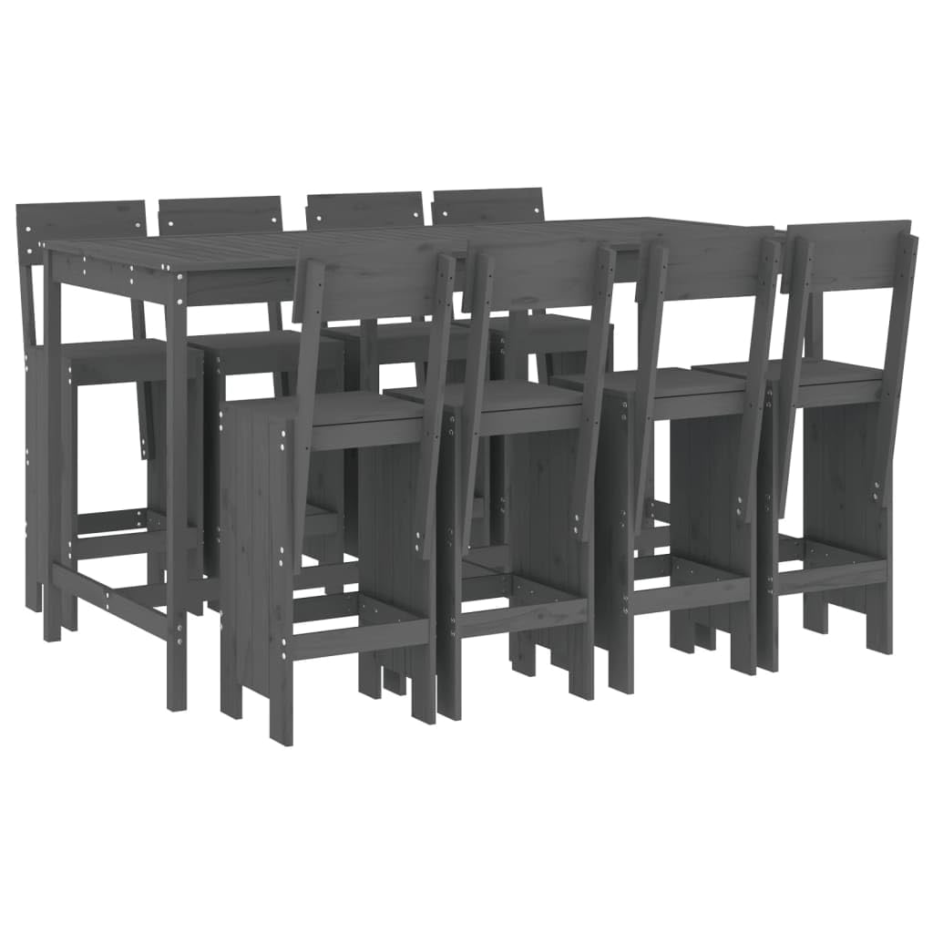 vidaXL Heim & Garten 9-tlg. Gartenbar-Set Holz Graue Kiefer