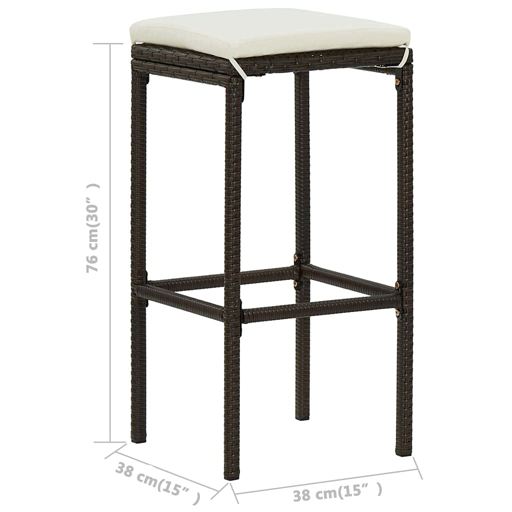 vidaXL Gartenbar-Set 3-TLG. Rattan Braun 2 Hocker Tisch