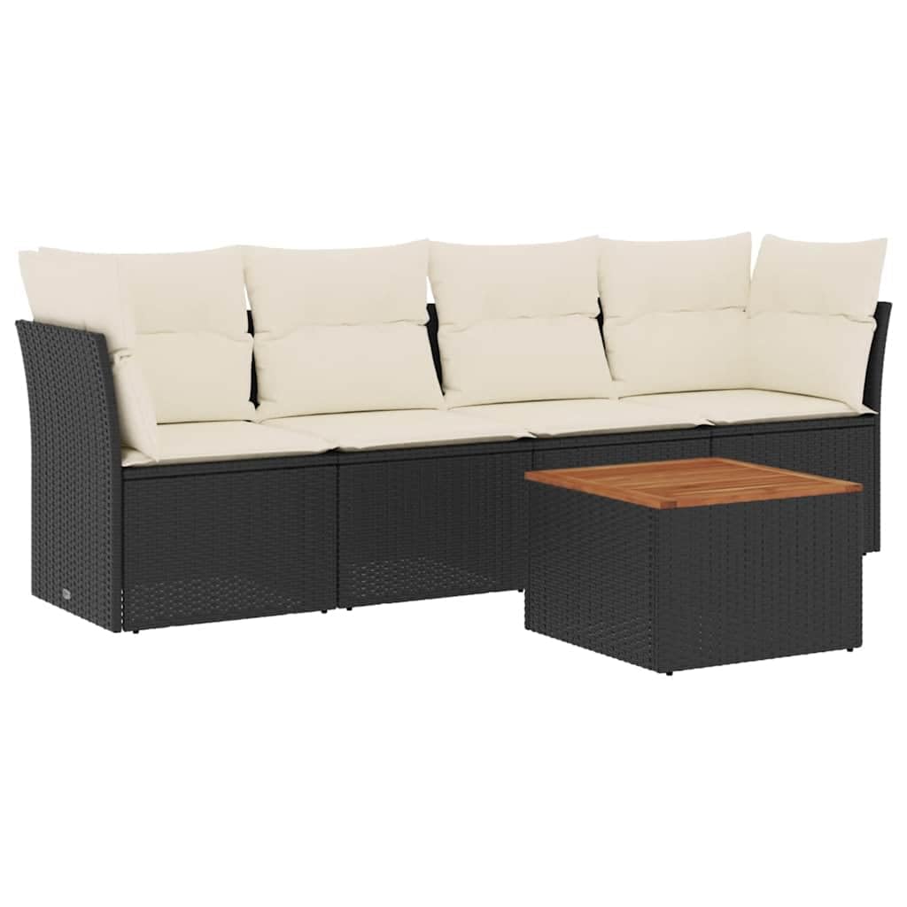 vidaXL Heim & Garten 5-TLG Garten-Sofagarnitur Schwarz Creme