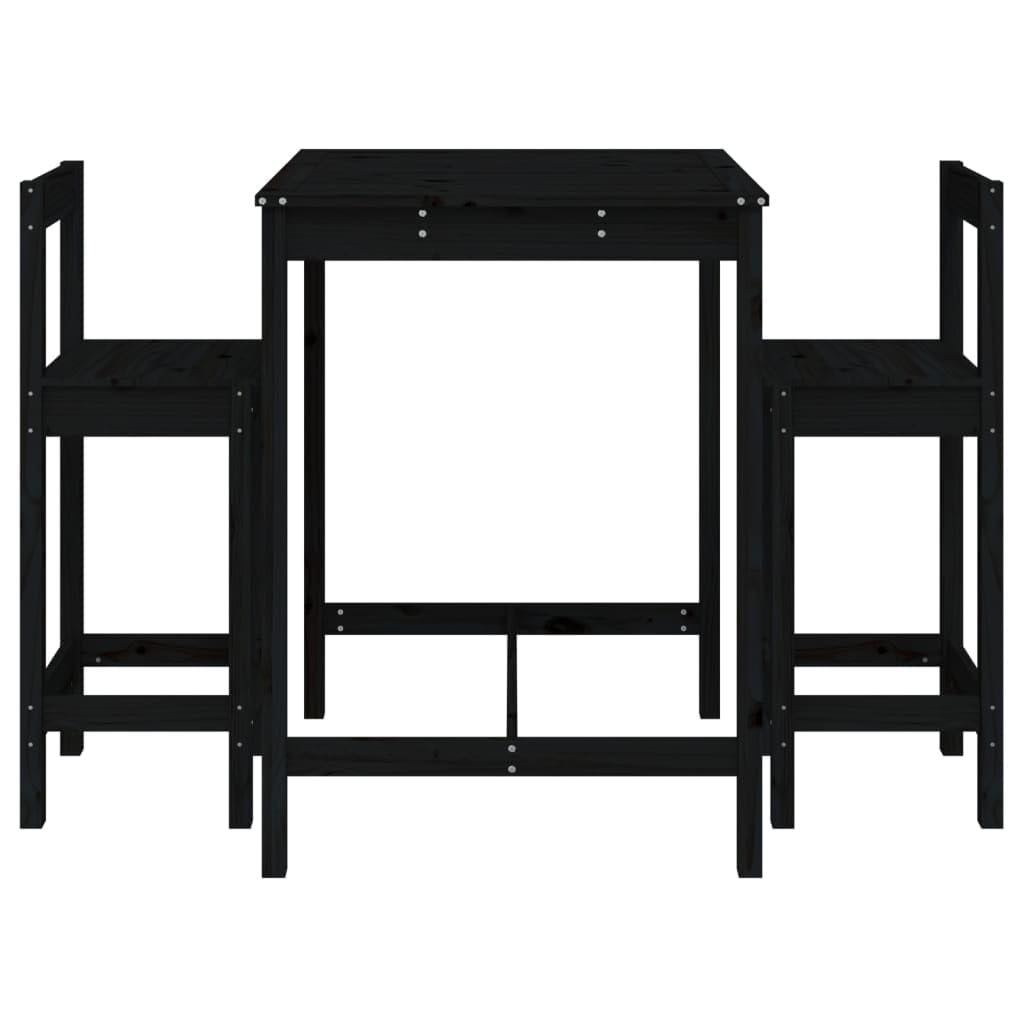 vidaXL 3-tlg. Gartenbar-Set Bartisch schwarz mit Lehne