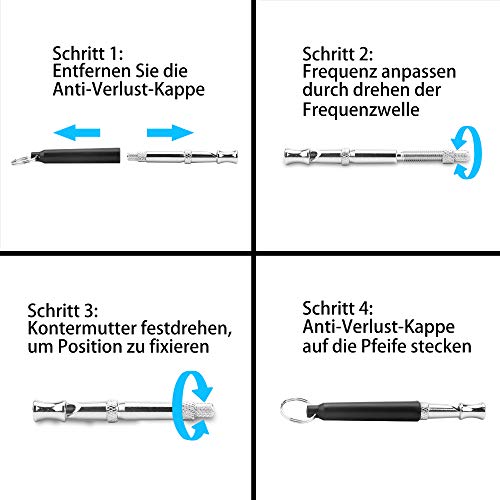 Intirilife Hundepfeife Trainingspfeife Schwarz Edelstahl 8 cm