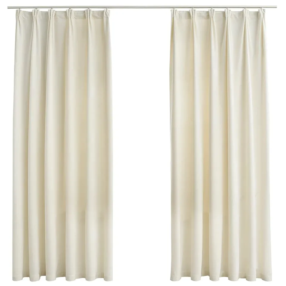 vidaXL Vorhang Samt Creme 140x175cm Verdunkelung 2er Pack