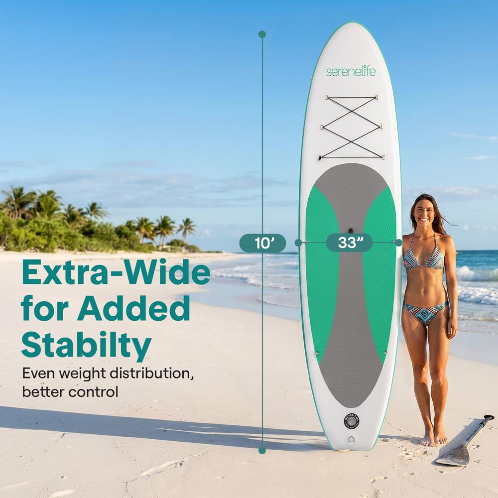Serenelife SUP Board aufblasbar Schwarz Komplettset