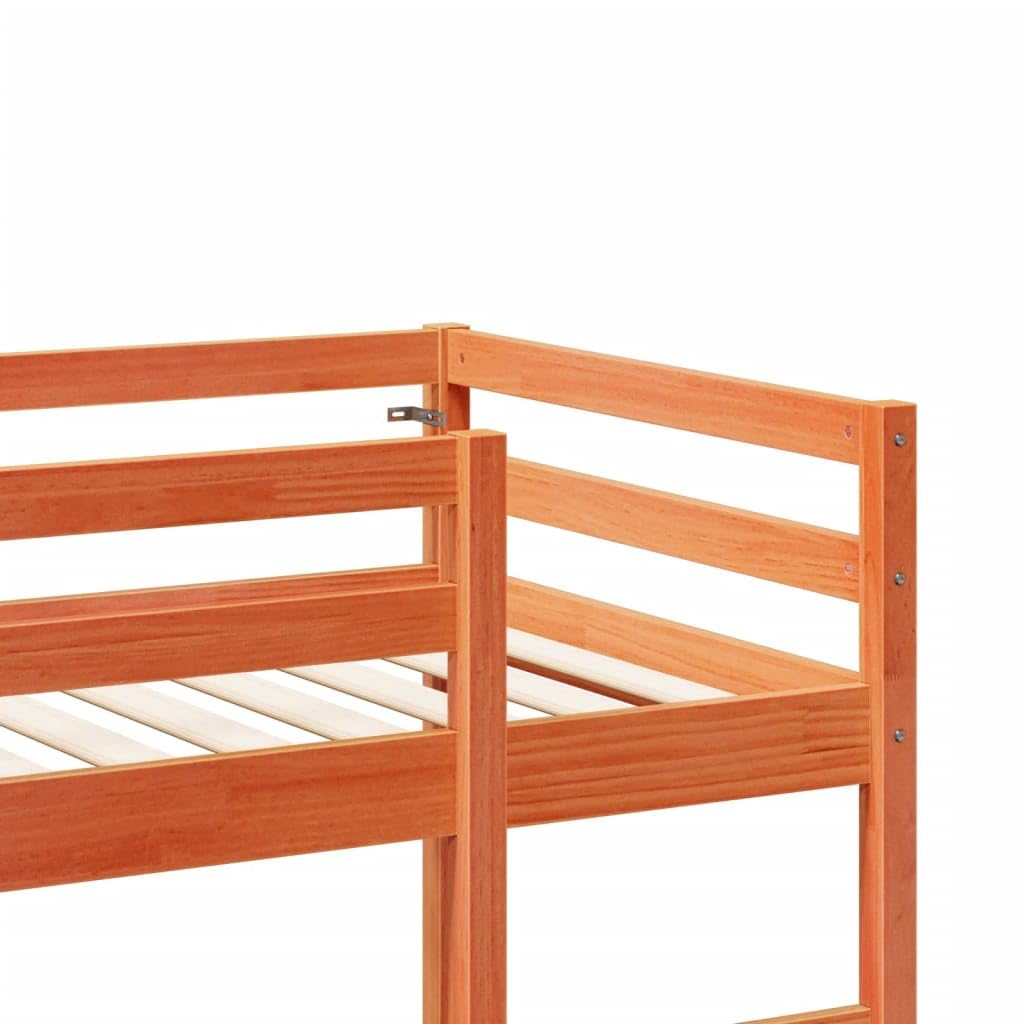 vidaXL Möbel Hochbett 80x200 wachsbraun Kiefer mit Schreibtisch