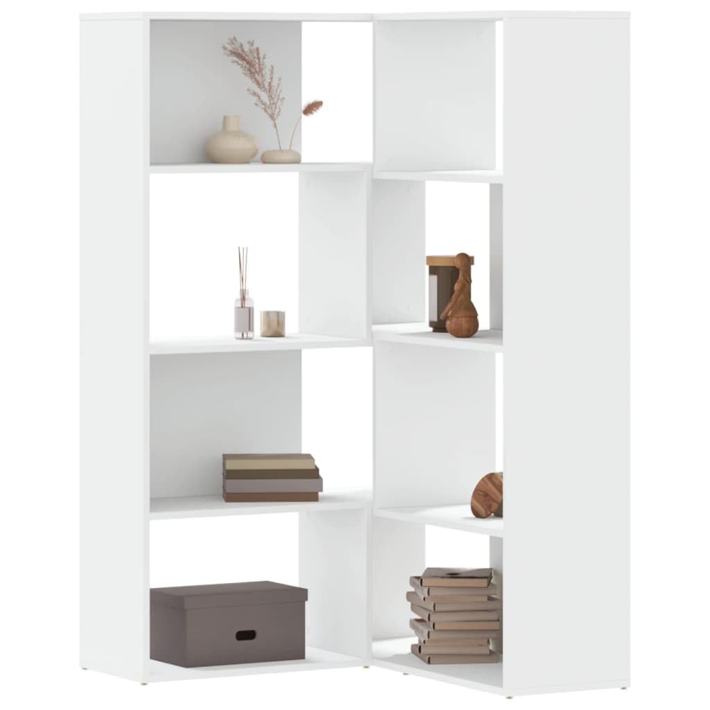 vidaXL Möbel Eck-Bücherregal 4 Etagen Weiß 85x85x140 cm