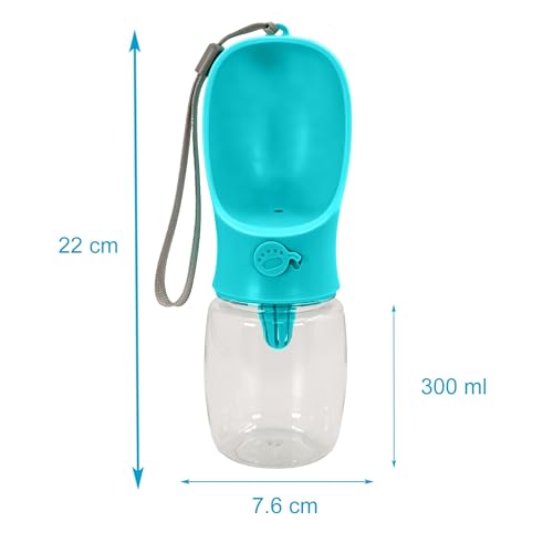 Intirilife Hunde Trinkflasche blau 300 ml auslaufsicher Kunststoff