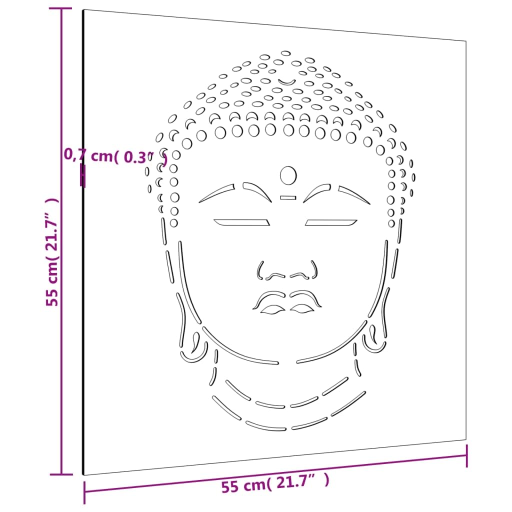 vidaXL Garten-Wanddeko 55x55cm Cortenstahl Buddha-Kopf Rost