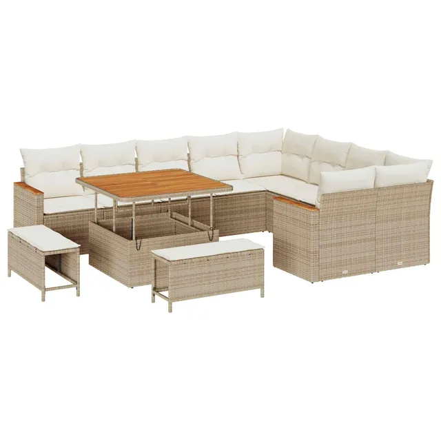 vidaXL Heim & Garten Gartensofa-Set 12-tlg Beige 100 cm