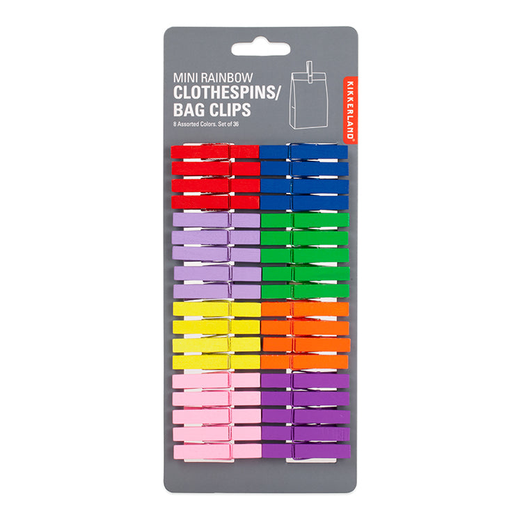 Kikkerland Home Mini Rainbow Clothespins 36er Set Bunt