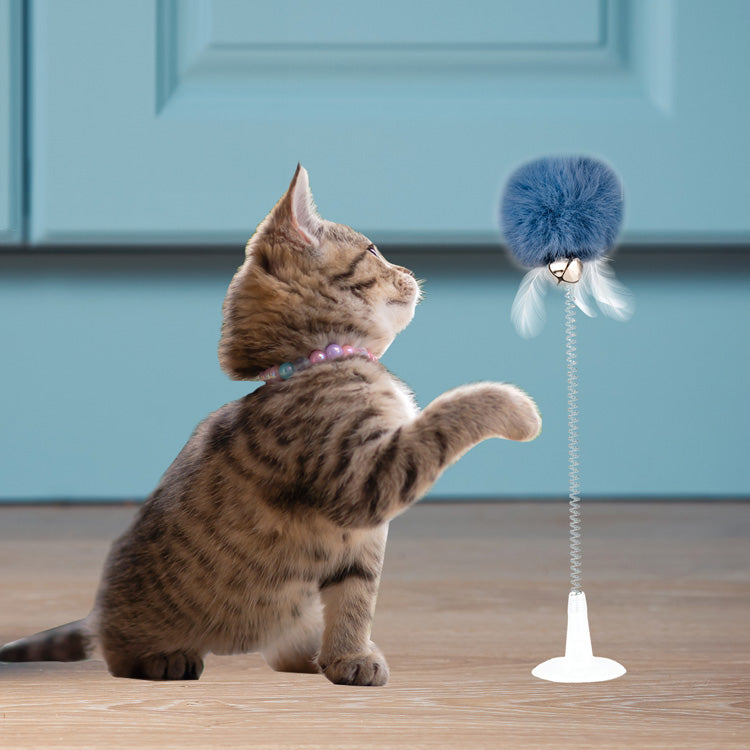 Kikkerland Home Kitty Katzenspielzeug Feder Saugnapf Glocke