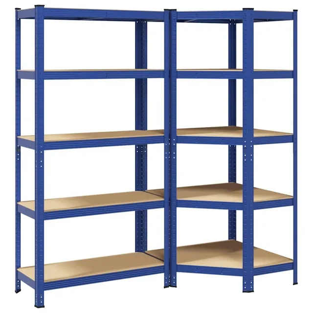 vidaXL Regal-Set 5 Böden 2-tlg Blau Schwerlastregal Stahl