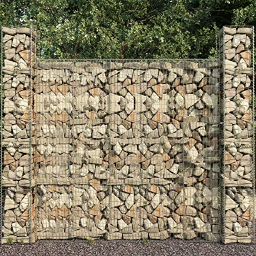 vidaXL Gabionenkorb 3er Steinkorb Stahl 25x25x197cm Säule