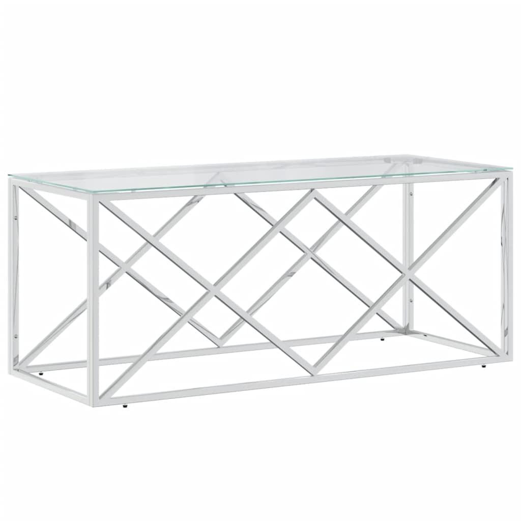 vidaXL Möbel Couchtisch 110x45x45 Edelstahl Glas Silber