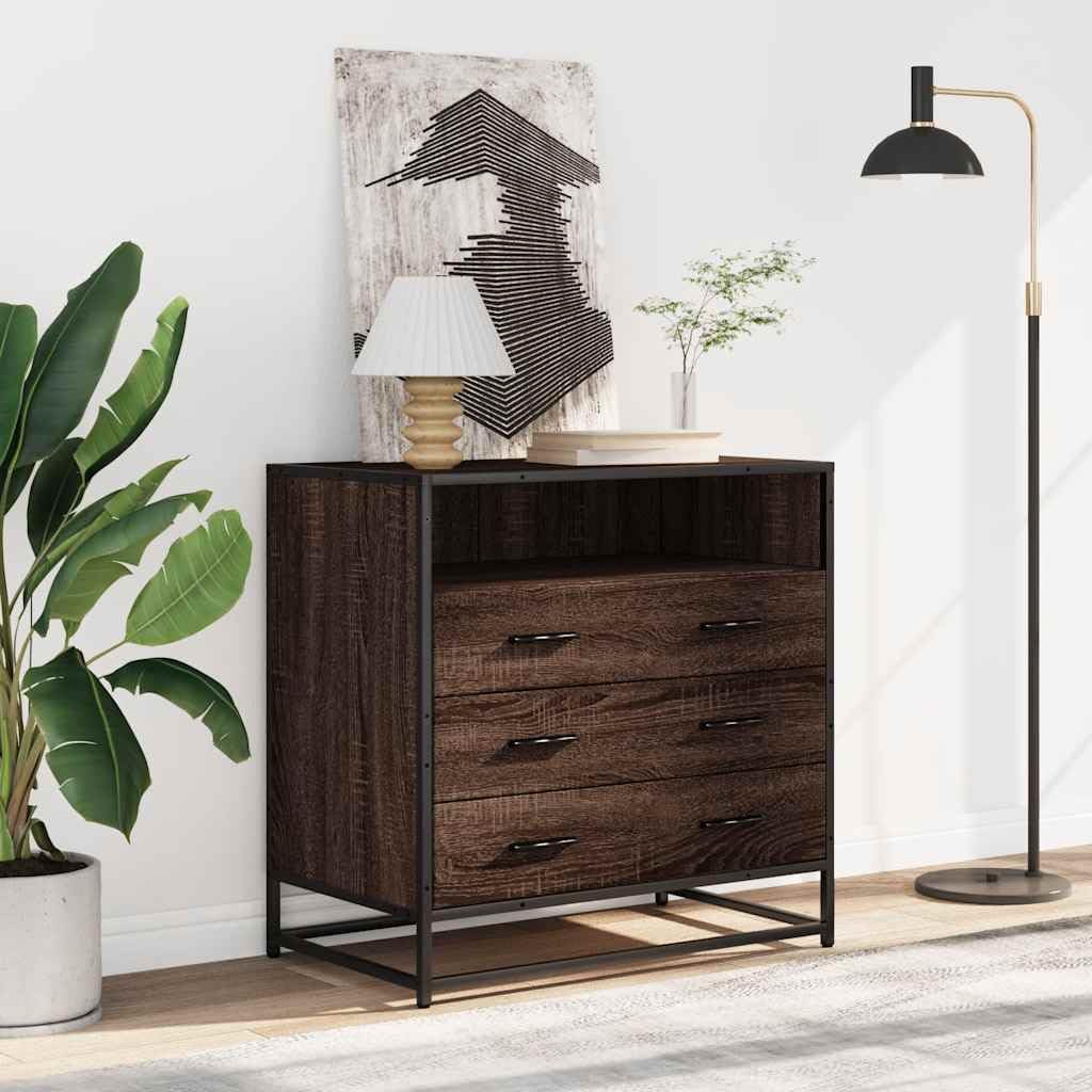 vidaXL Schubladenschrank 70x41x70 cm Braune Eiche Holz 3 Schubladen