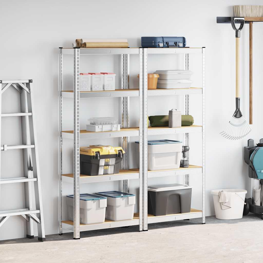 vidaXL Regal-Set 5 Böden 2 Stk Silber Schwerlastregal