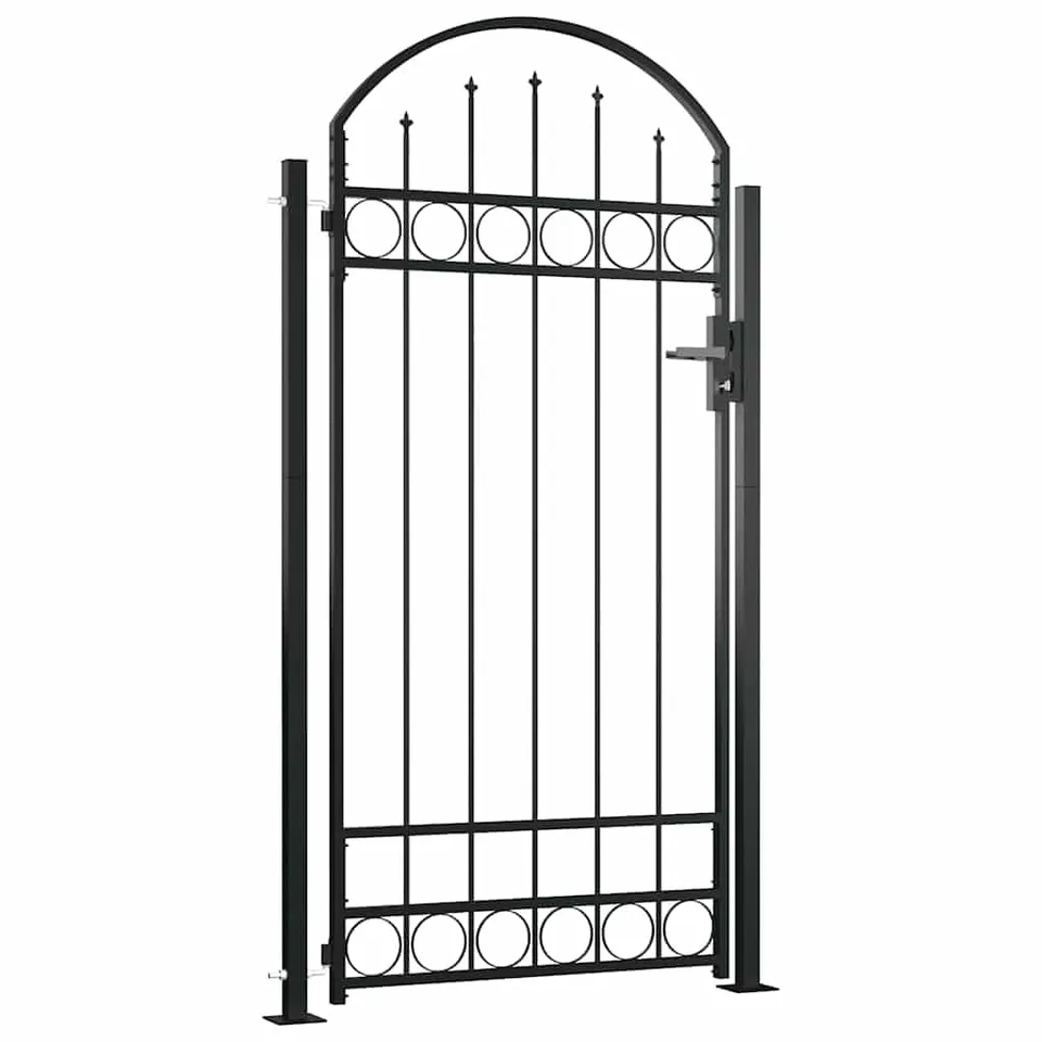 vidaXL Gartentor mit Bogen 105x170 cm Stahltor schwarz