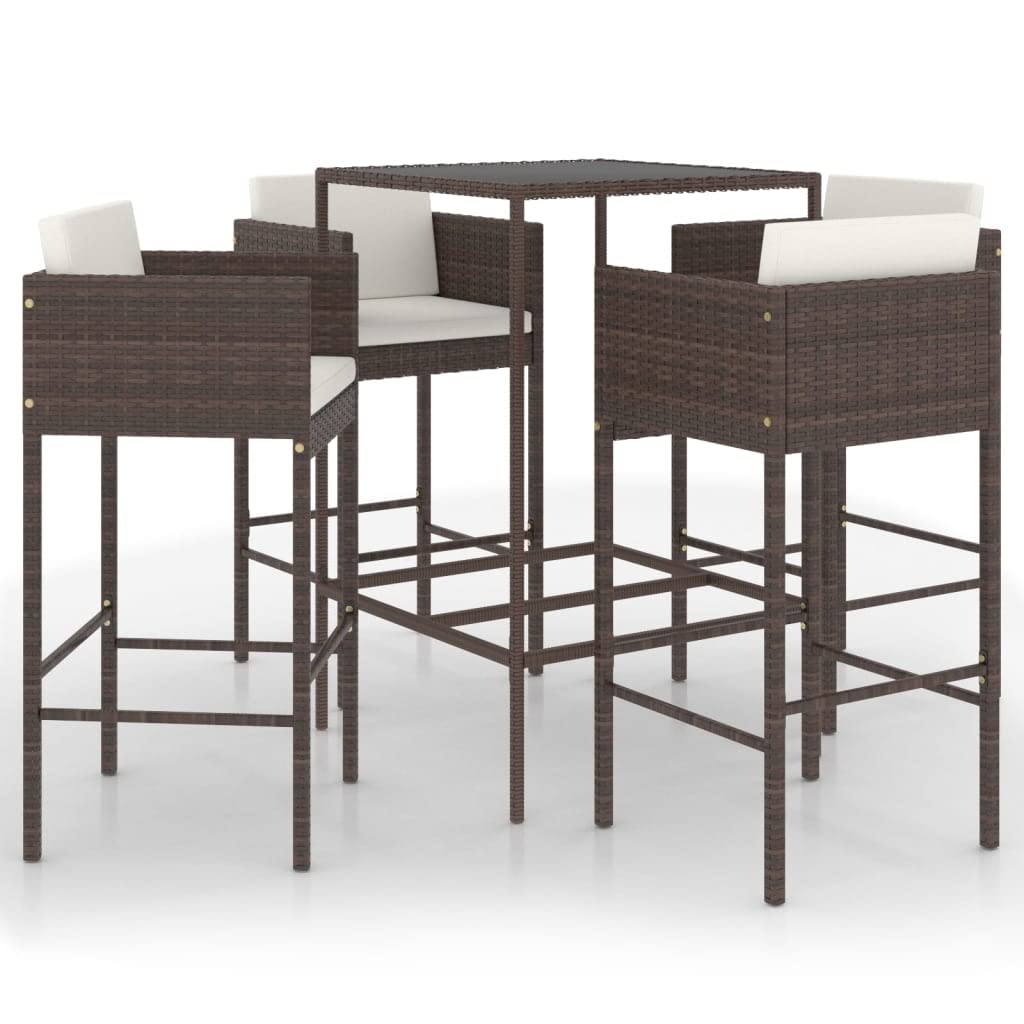 vidaXL Heim & Garten Gartenbar-Set 5-TLG Rattan Braun 70x70x110