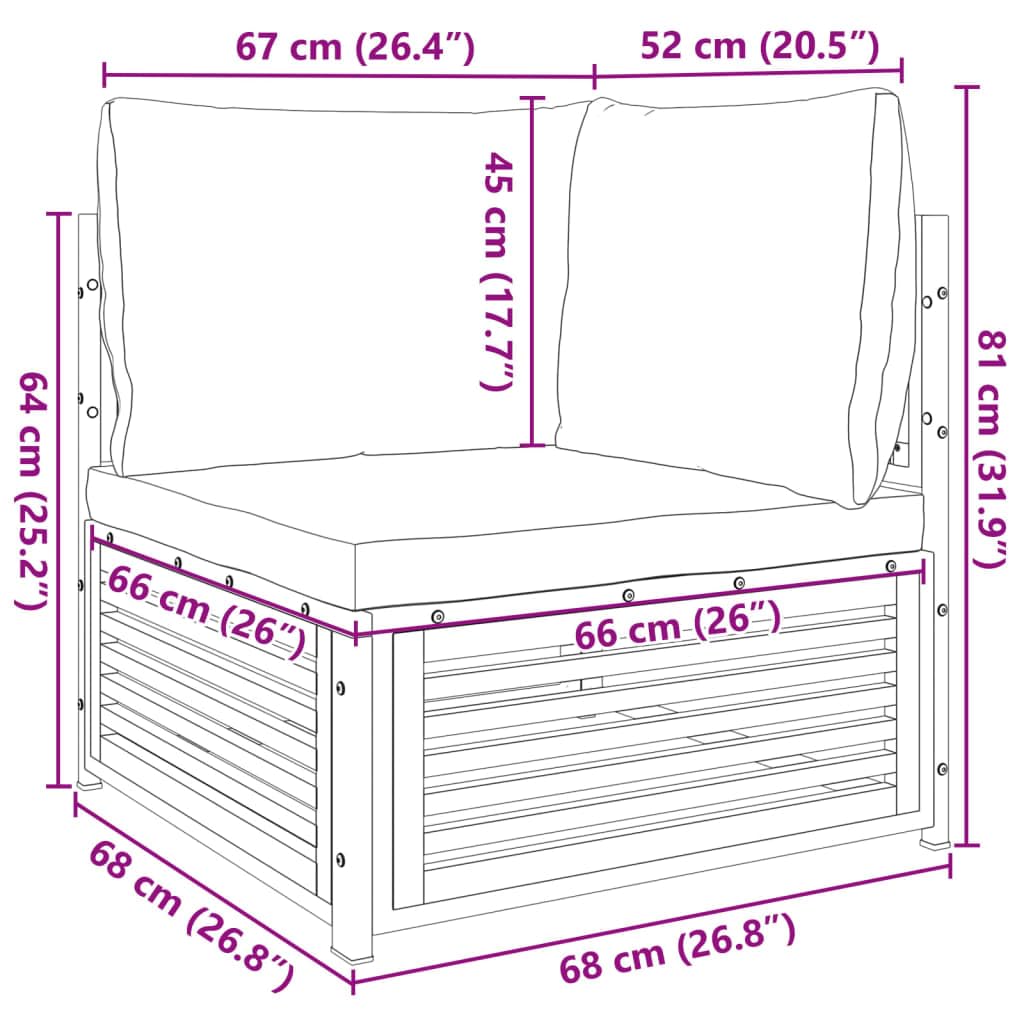 vidaXL Garten-Ecksofa Anthrazit Akazie mit Kissen modular