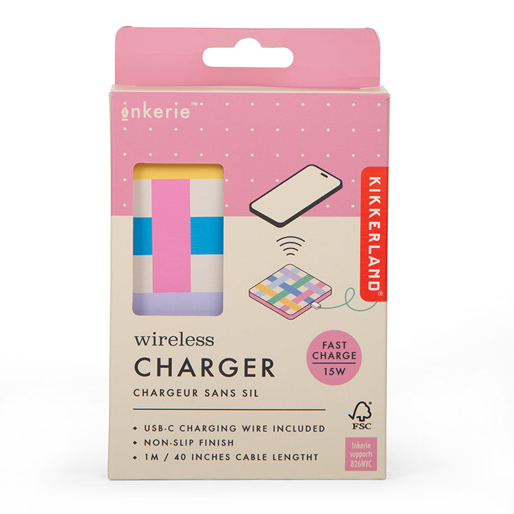 Kikkerland Inkerie Wireless Charger Grid Ladegerät 15W bunt