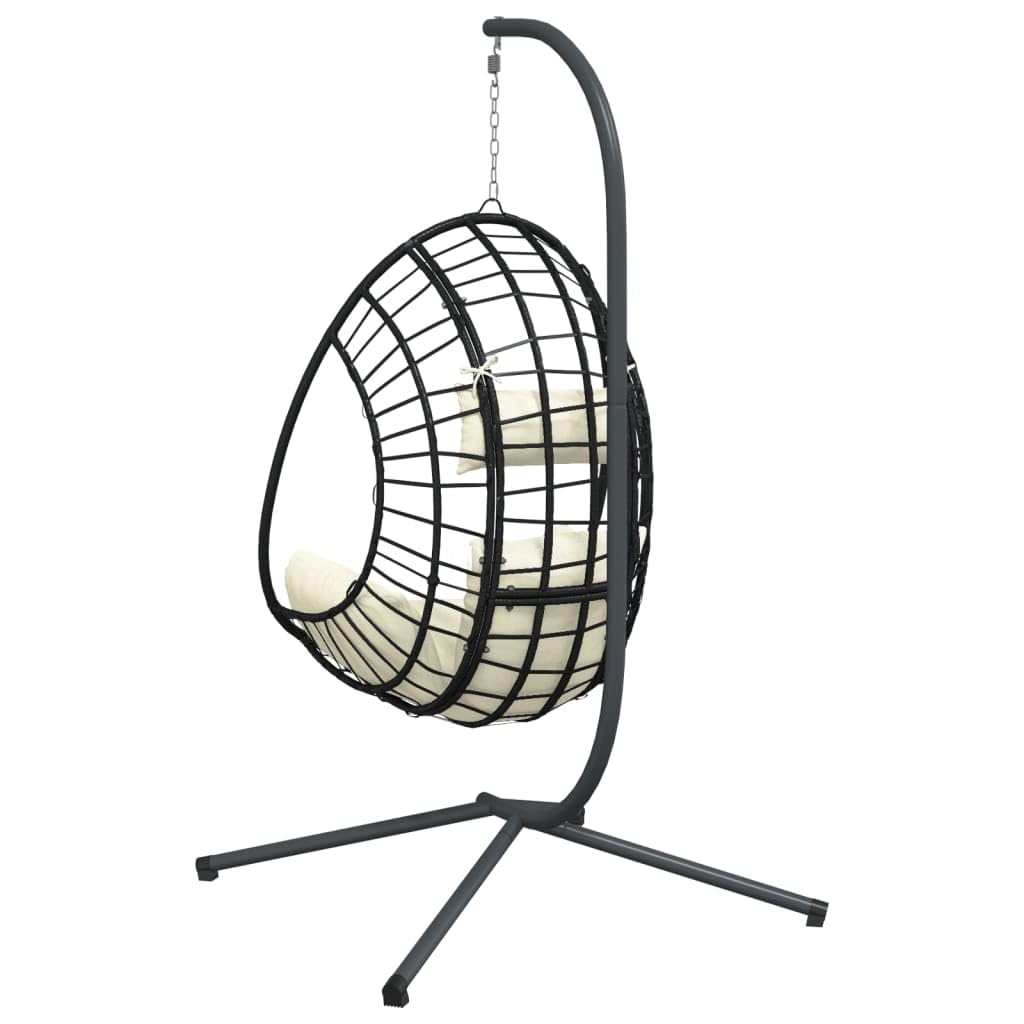vidaXL Heim & Garten Hängesessel Ei Beige Rattan Stahl 104x100x197