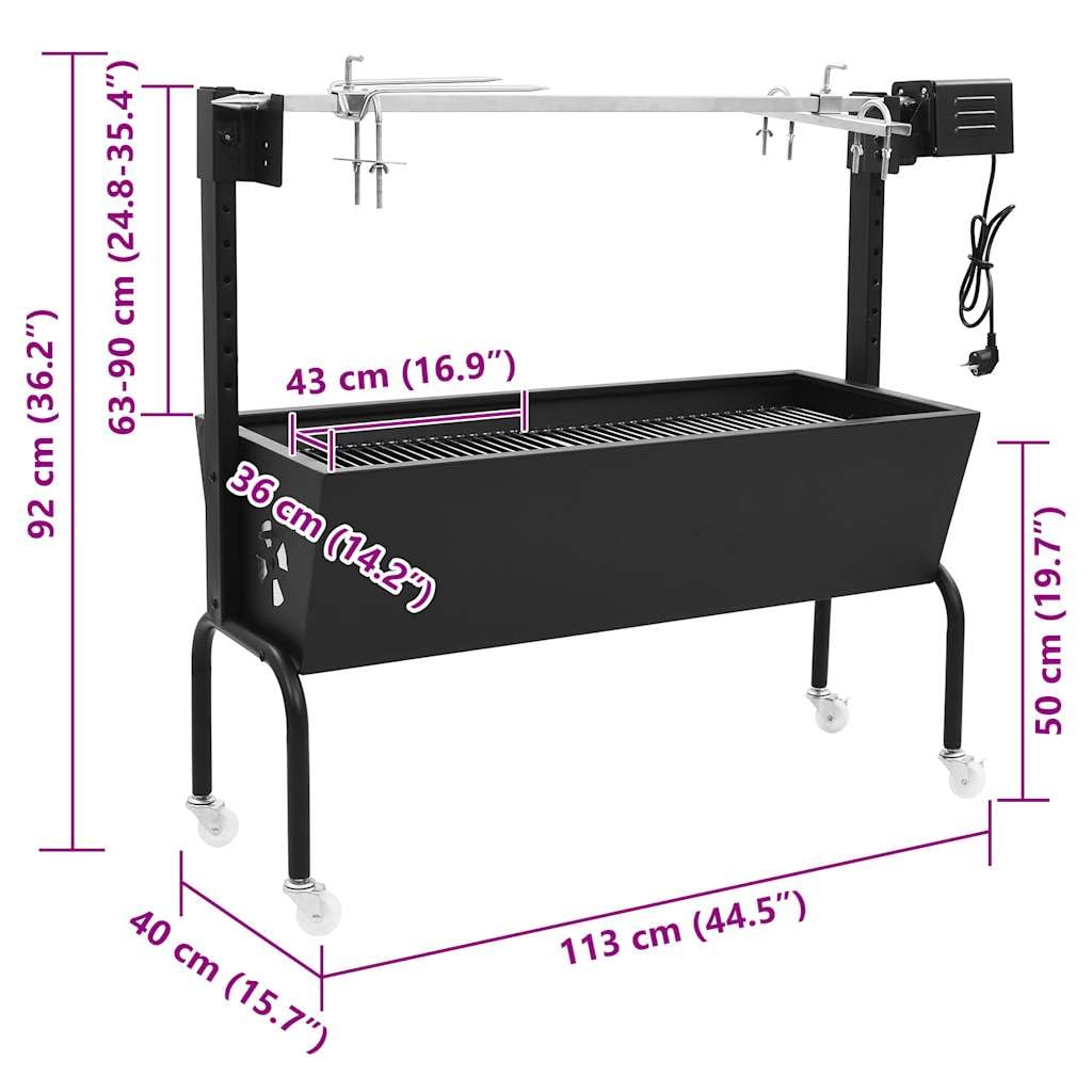 vidaXL Heim & Garten BBQ Rotisserie Grill Drehspieß Edelstahl