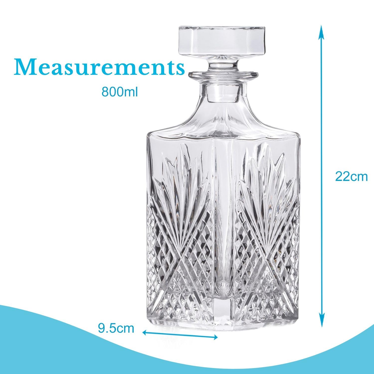 Intirilife Whisky Karaffe 800 ml Glaskaraffe mit Stopfen Schliff