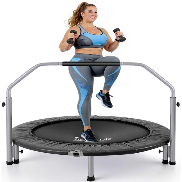 Serenelife Fitness Trampolin 100 cm klappbar mit Haltestange bis 100 kg